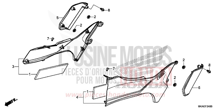 PANNEAU LATERAL de Integra 750 MAT BULLET SILVER (NH389) 2016